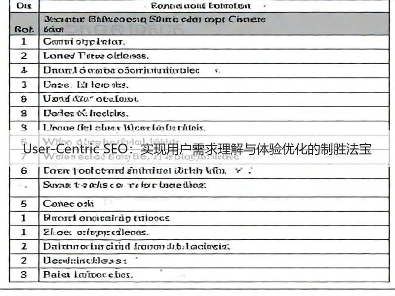 User-Centric SEO：实现用户需求理解与体验优化的制胜法宝